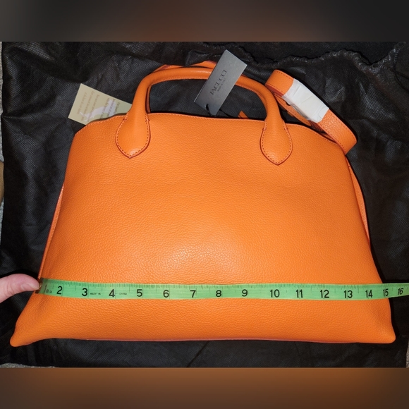***SOLD** Iacucci Pebbled Italian Leather Tote Satchel Bag in Orange; New w/Tags - Picture 2 of 16